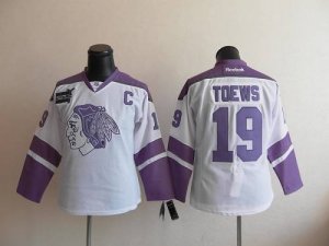 Jerseys Factory Cheap Blackhawks #19 Janathan Toews White/Purple