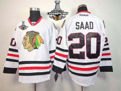 Jerseys Factory Cheap Blackhawks #20 Brandon Saad White Stanley