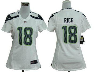 Jerseys Factory Cheap Nike Seahawks #18 Sidney Rice White Women'
