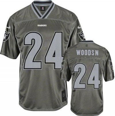 Jerseys Factory Cheap Nike Raiders #24 Charles Woodson Grey Men'