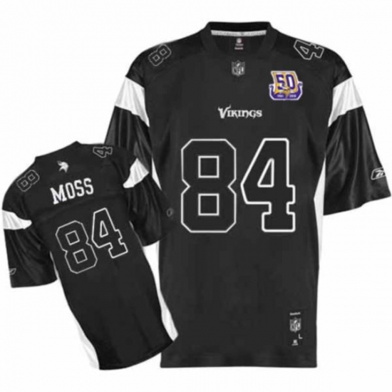 Jerseys Factory Cheap Vikings #84 Randy Moss Black Team 50TH Pat - Click Image to Close