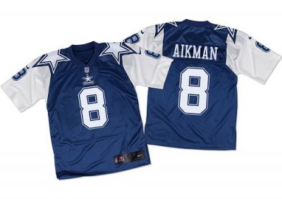 Jerseys Factory Cheap Nike Cowboys #8 Troy Aikman Navy Blue/Whit