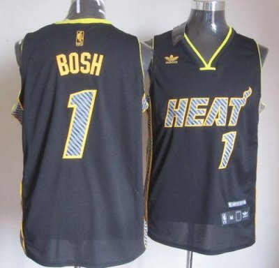 Jerseys Factory Cheap Heat #1 Chris Bosh Black Electricity Fashi
