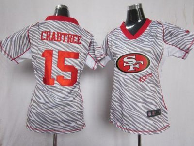 Jerseys Factory Cheap Nike 49ers #15 Michael Crabtree Zebra Wome