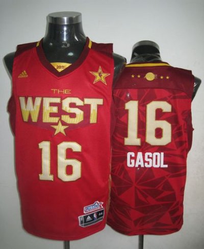 Jerseys Factory Cheap 2011 All Star Lakers #16 Pau Gasol Red Sti