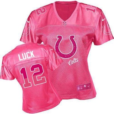 Jerseys Factory Cheap Nike Colts #12 Andrew Luck Pink Women's Fe