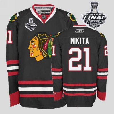 Jerseys Factory Cheap Blackhawks #21 Stan Mikita Embroidered Bla