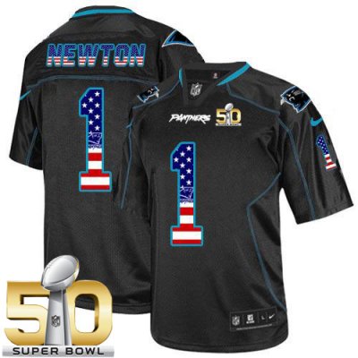 Jerseys Factory Cheap Nike Panthers #1 Cam Newton Black Super Bo
