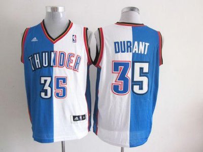 Jerseys Factory Cheap Thunder #35 Kevin Durant Blue/White Split