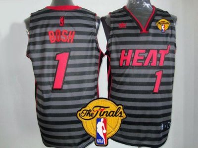 Jerseys Factory Cheap Heat #1 Chris Bosh Black/Grey Groove Final