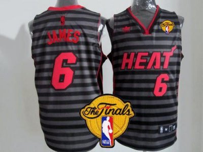 Jerseys Factory Cheap Heat #6 LeBron James Black/Grey Groove Fin