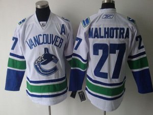 Jerseys Factory Cheap Canucks #27 Malhotra White Embroidered NHL