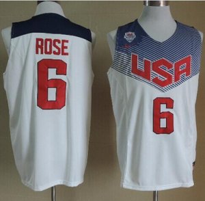 Jerseys Factory Cheap Nike 2014 Team USA #6 Derrick Rose White S