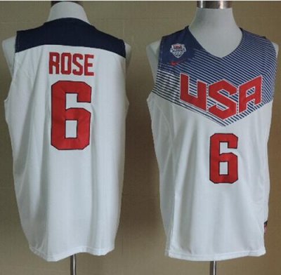 Jerseys Factory Cheap Nike 2014 Team USA #6 Derrick Rose White S