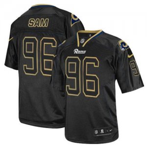 Jerseys Factory Cheap Nike Rams #96 Michael Sam Lights Out Black