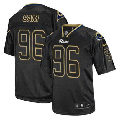 Jerseys Factory Cheap Nike Rams #96 Michael Sam Lights Out Black
