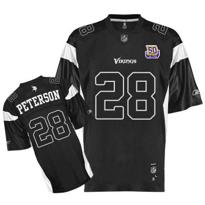 Jerseys Factory Cheap Vikings #28 Adrian Peterson Black Shadow T