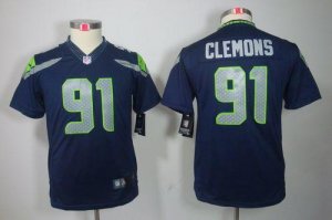 Jerseys Factory Cheap Nike Seahawks #91 Chris Clemons Steel Blue