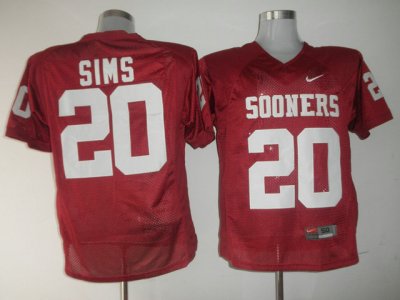 Jerseys Factory Cheap Sooners #20 Billy Sims Red Embroidered NCA