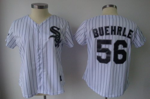 Jerseys Factory Cheap White Sox #56 Mark Buehrle White With Blac