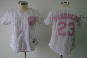 Jerseys Factory Cheap Cubs #23 Ryne Sandberg White Pink Number W
