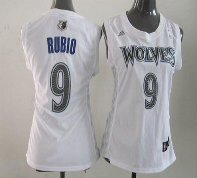 Jerseys Factory Cheap Timberwolves #9 Ricky Rubio White Women Fa