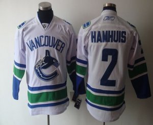 Jerseys Factory Cheap Canucks #2 Hamhuis White Embroidered NHL J