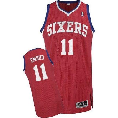 Jerseys Factory Cheap Revolution 30 76ers #11 Joel Embiid Red St