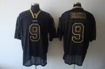 Jerseys Factory Cheap Saints #9 Drew Brees Lights Out Black Stit