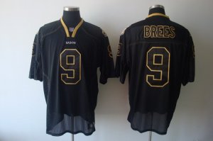 Jerseys Factory Cheap Saints #9 Drew Brees Lights Out Black Stit