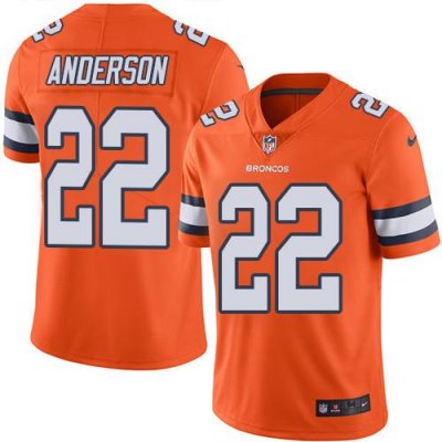 Jerseys Factory Cheap Nike Broncos #22 C.J. Anderson Orange Men'