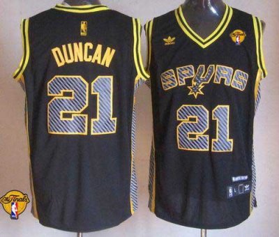 Jerseys Factory Cheap Spurs #21 Tim Duncan Black Electricity Fas