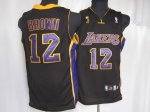 Jerseys Factory Cheap Lakers #12 Shannon Brown Embroidered Black