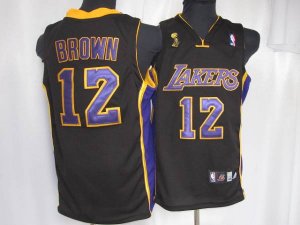 Jerseys Factory Cheap Lakers #12 Shannon Brown Embroidered Black