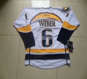 Jerseys Factory Cheap Predators #6 Shea Weber White Road Embroid