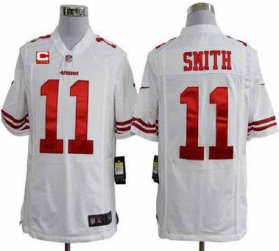 Jerseys Factory Cheap Nike 49ers #11 Alex Smith White With C Pat