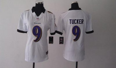 Jerseys Factory Cheap Nike Ravens #9 Justin Tucker White Women's