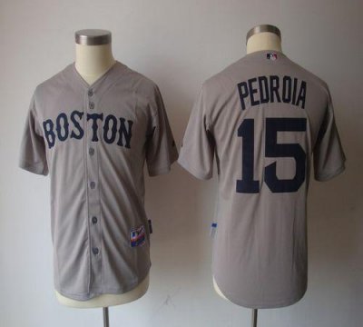 Jerseys Factory Cheap Red Sox #15 Dustin Pedroia Grey Cool Base
