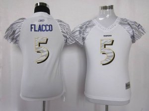 Jerseys Factory Cheap Ravens #5 Joe Flacco White Women's Zebra F