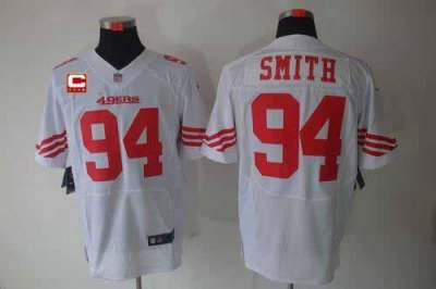 Jerseys Factory Cheap Nike 49ers #94 Justin Smith White With C P
