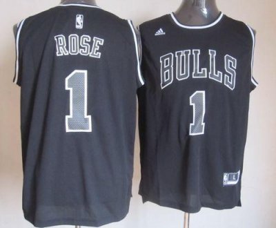 Jerseys Factory Cheap Bulls #1 Derrick Rose Black Shadow Stitche