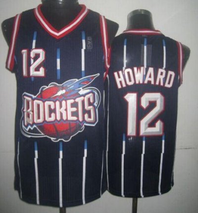 Jerseys Factory Cheap Rockets #12 Dwight Howard Navy Hardwood Cl