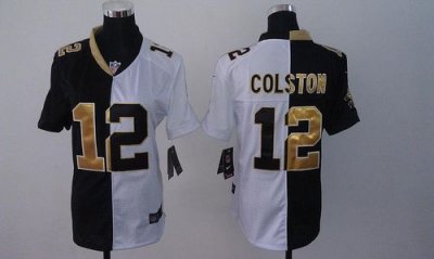 Jerseys Factory Cheap Nike Saints #12 Marques Colston Black/Whit