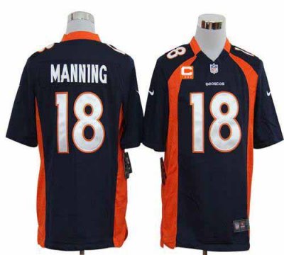 Jerseys Factory Cheap Nike Broncos #18 Peyton Manning Navy Blue