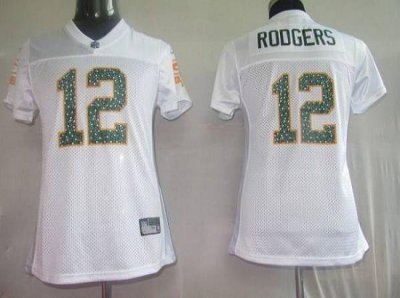 Jerseys Factory Cheap Packers #12 Aaron Rodgers White Women's Sw