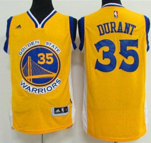 Jerseys Factory Cheap Warriors #35 Kevin Durant Gold Stitched NB
