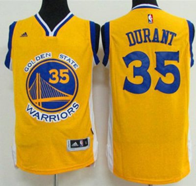 Jerseys Factory Cheap Warriors #35 Kevin Durant Gold Stitched NB