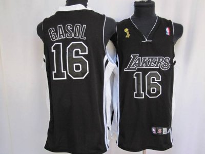 Jerseys Factory Cheap Lakers #16 Pau Gasol Stitched Black Champi