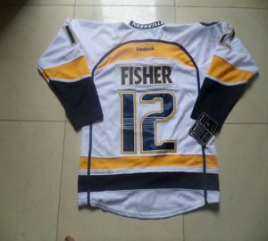 Jerseys Factory Cheap Predators #12 Mike Fisher White Road Embro