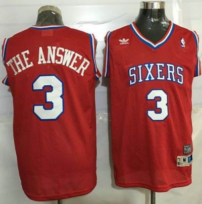 Jerseys Factory Cheap 76ers #3 Allen Iverson Red Throwback "The